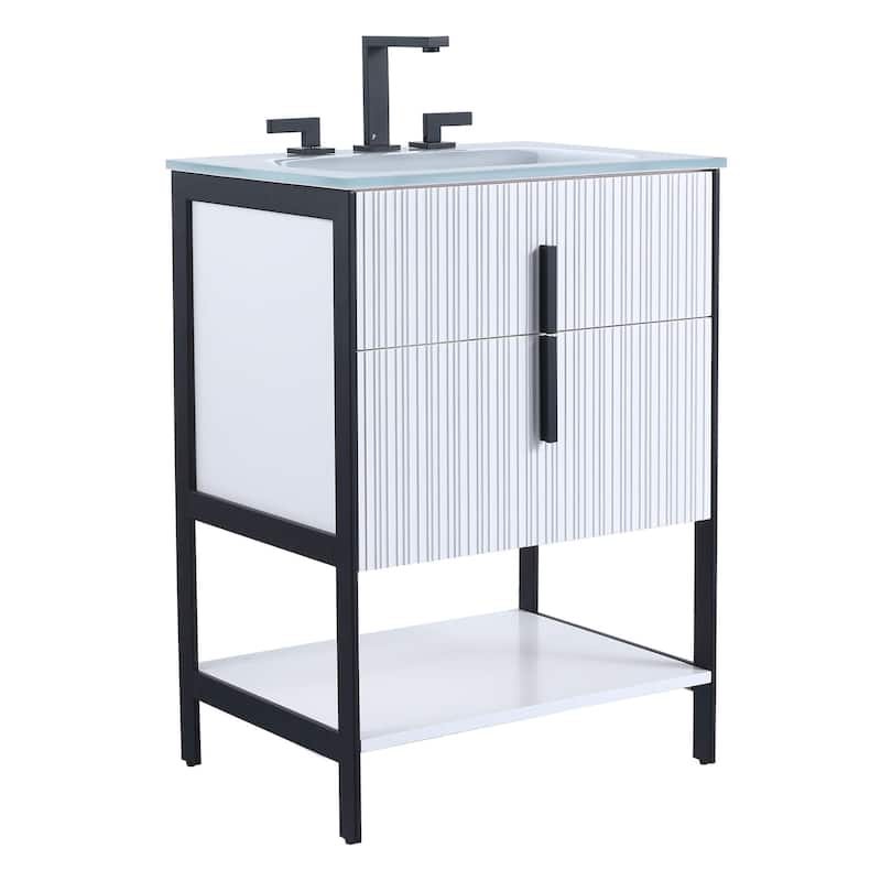 Fine Fixtures Serenity Modern bathroom vanity - White Matte - Black Hardware