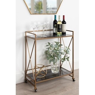 Kate and Laurel Blex 2-Shelf Glass and Metal Rolling Bar Cart