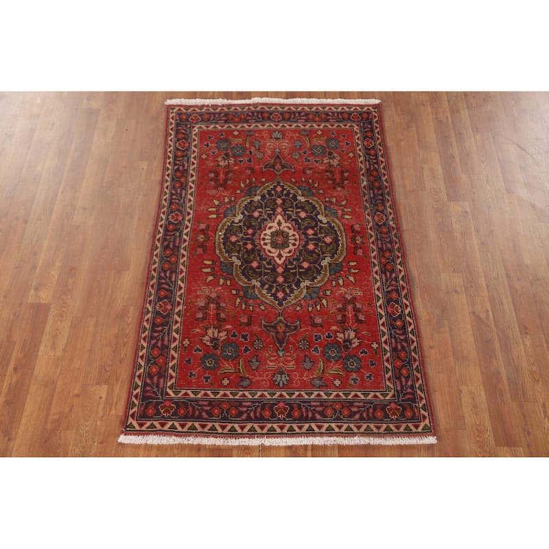 Tabriz Persian Vintage Rug Hand-Knotted Wool Carpet - 3'2" x 5'0"