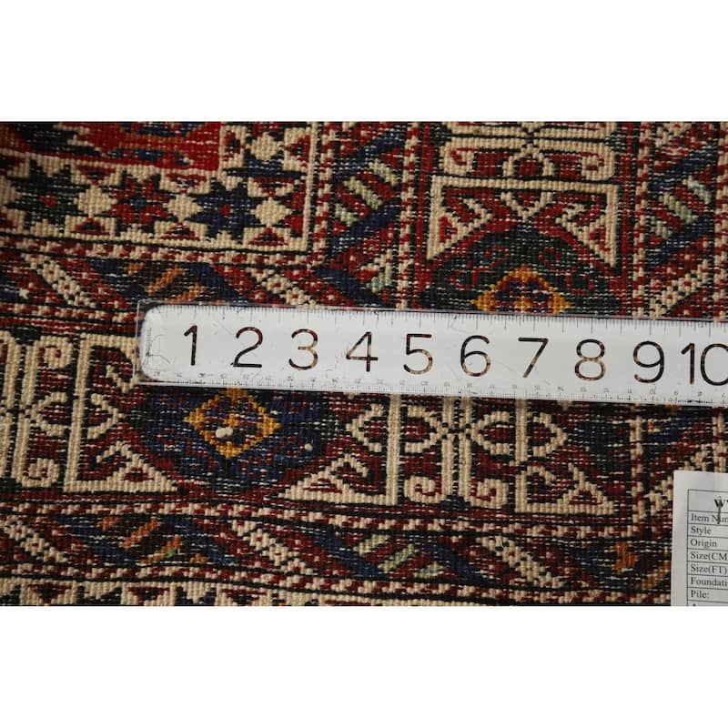 Hand Knotted Oriental 100% Wool Carpet Traditional Geometric Red Kazak Area Rug - 6' 3'' X 4' 5''