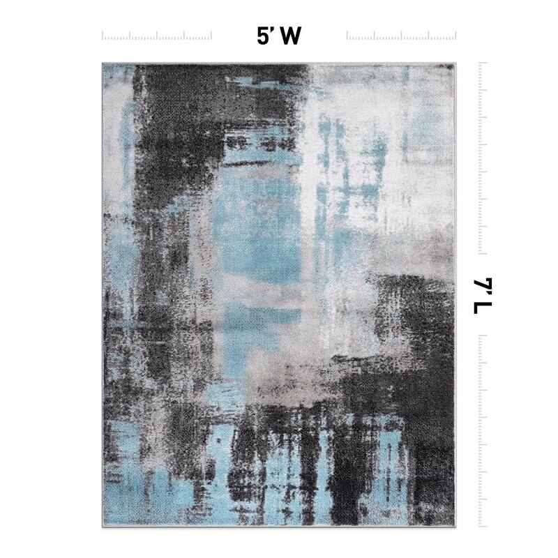 Modern Watercolor Abstract Design Area Rug