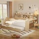 preview thumbnail 4 of 54, Roomfitters Wooden Twin/Full Size Daybed with Storage Shelves, Multi-functional Bed with Twin Size Trundle Bed and Study Desk Natural - Full