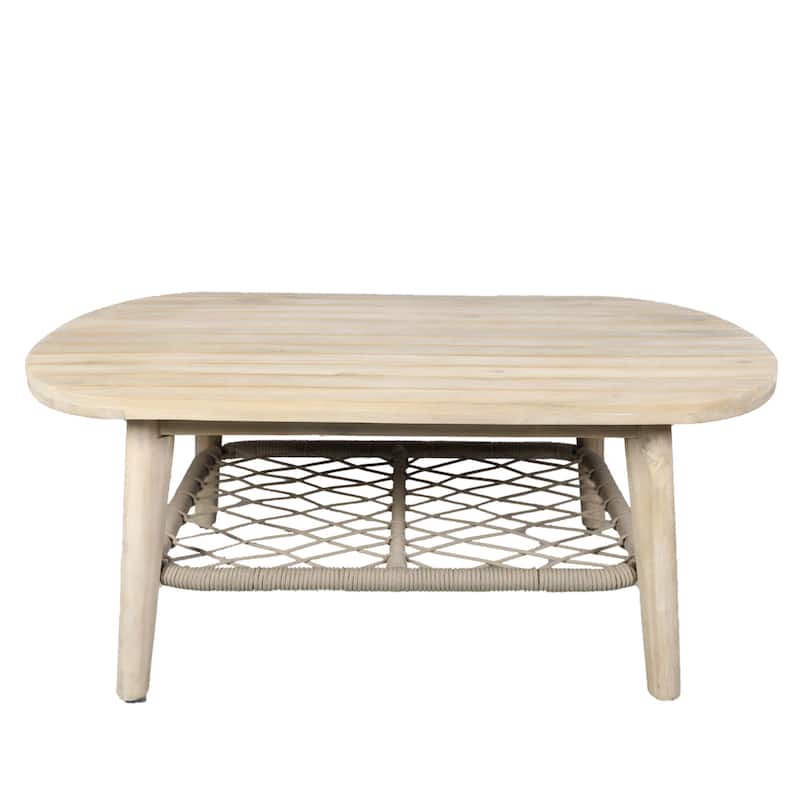 Modern Outdoor Oval Acacia Wood Coffee Table