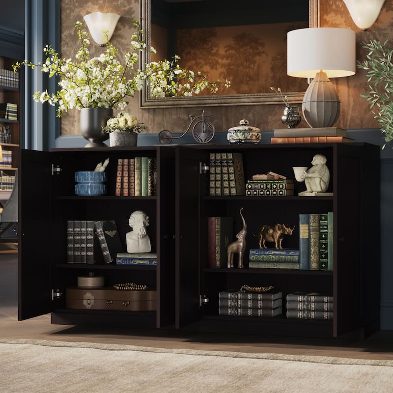 Palace Imports Premium 100% Solid European Oak Hardwood Modular Dining Room Sideboard with Shaker Doors - 64" Wide, 35.75" Tall