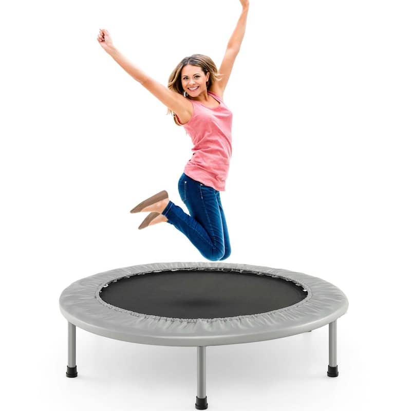 Goplus 38'' Mini Folding Trampoline Portable Recreational Fitness - See Details - Grey