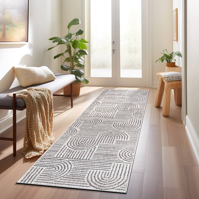 Bohemian Stripe Arch Design Area Rug - 2' x 7' - Brown