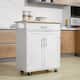 HOMCOM Kitchen Island Cart Rolling Trolley Cart with Drawer, Storage Cabinet & Towel Rack