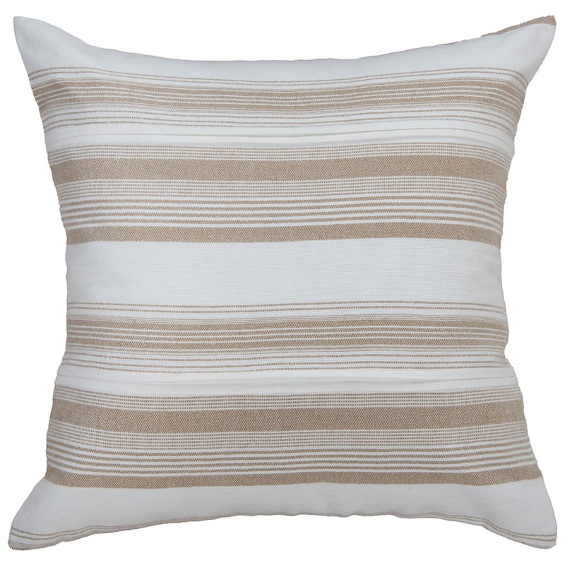 Rizzy Home Decorative Woven Stripe Throw Pillow - Cover Only - White/Natural