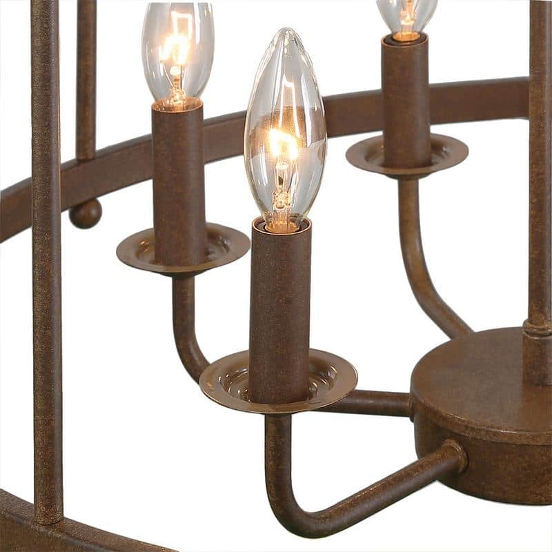 Farmhouse Rustic 6-Light Drum Chandelier Metal Kitchen Island Lights for Dining Room