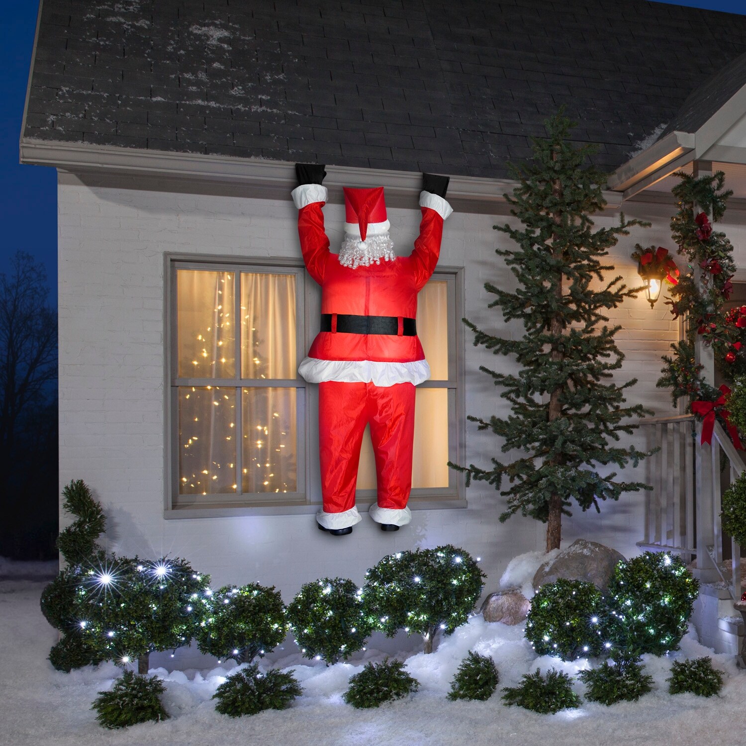Gemmy Christmas Inflatable Realistic Roof Hangin Santa 6.5 ft Tall On Sale Bed Bath Beyond 40531625