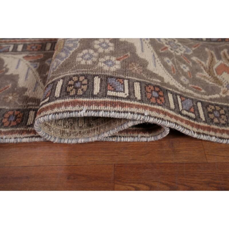 Beige Tabriz Vintage Persian Area Rug Handmade Wool Carpet - 9'6" x 12'7"