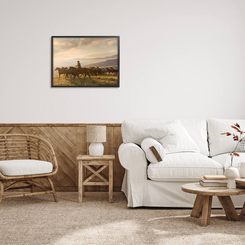 Stupell Cowboy in Rural Landscape Framed Giclee Art Design by PBurchettePhoto