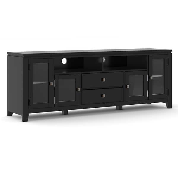 WYNDENHALL Essex SOLID WOOD 72 inch Wide Contemporary TV Media Stand For TVs up to 80 inches On Sale Bed Bath Beyond 8772089