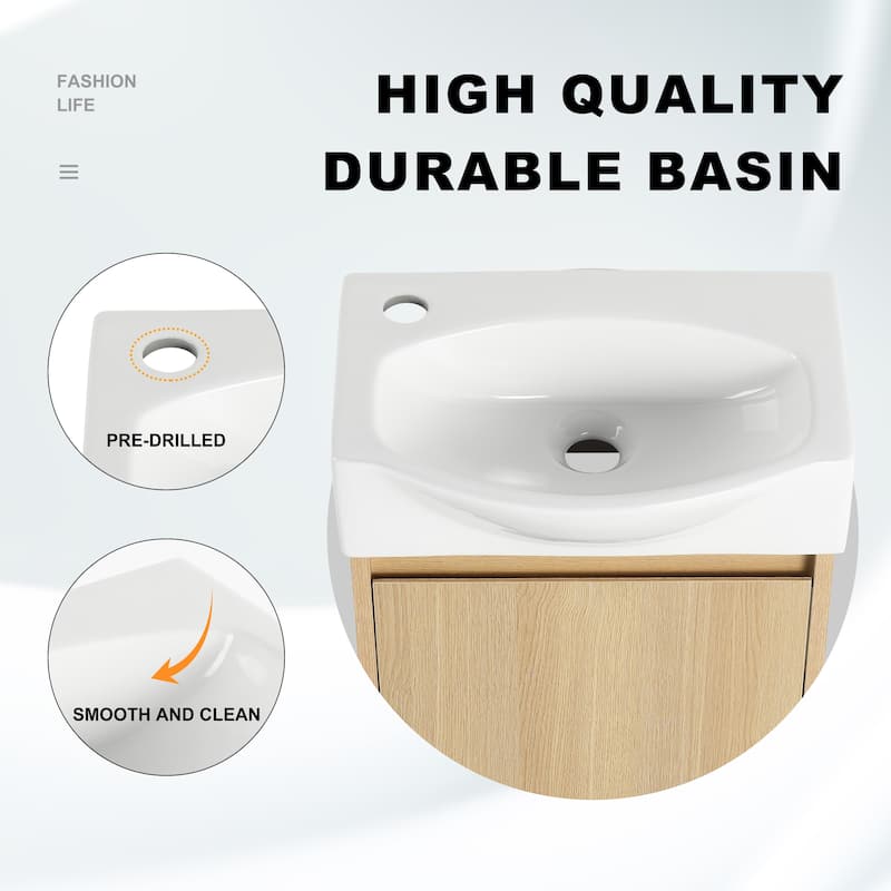 BNK 16"/20"/24"/30"/36" Single Sink Bathroom Vanity with Soft Close Door and Shelf