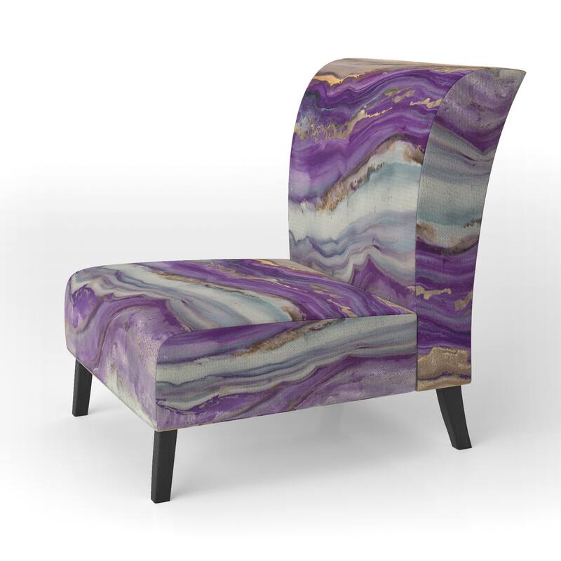 Designart "Coast Blue Sea Waves Watercolour" Upholstered Abstract Accent Chair - Modern Arm Chair For Bedroom