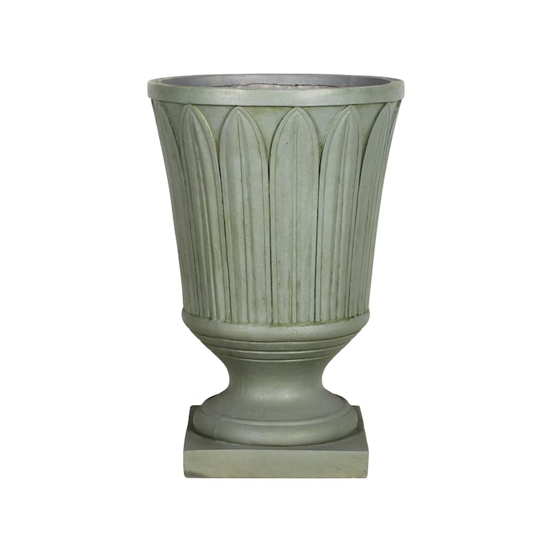 Christopher Knight Home - Classical 22.4"H Outdoor Pedestal Urn Planter with Embossed Leaf Design