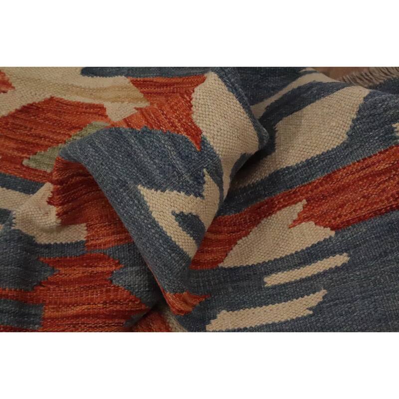 Hand Woven Oriental 100% Wool Carpet Southwestern Modern Multi-Colored Kilim Area Rug - 6' 6'' X 4' 10''
