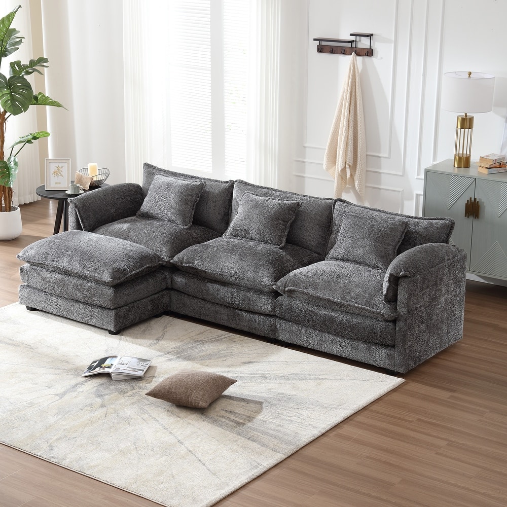 Chenille Fabric L-Shape Comfy Oversized three-seat Modular Sectional Sofa