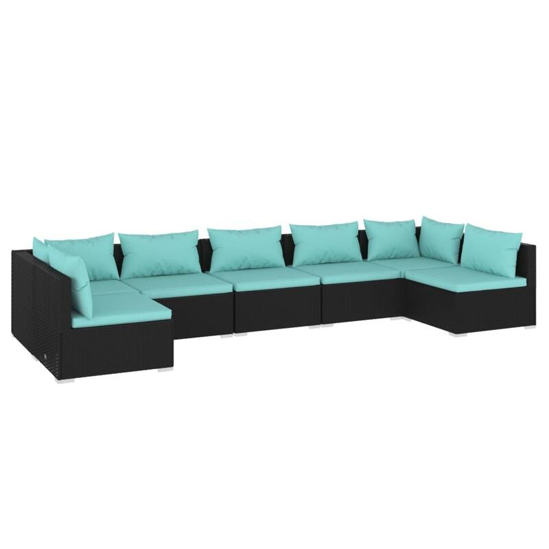 vidaXL Patio Lounge Set Outdoor Sectional Sofa Set Table Garden Poly Rattan - 27.6" x 27.6" x 23.8"