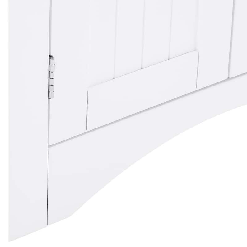 Free Standing Wooden Corner Storage Cabinet with Doors and Shelves