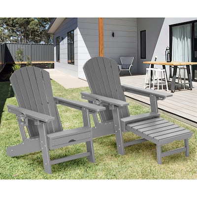 Outdoor Adirondack Chair Weather Resistant with Cup Holder/Ottoman