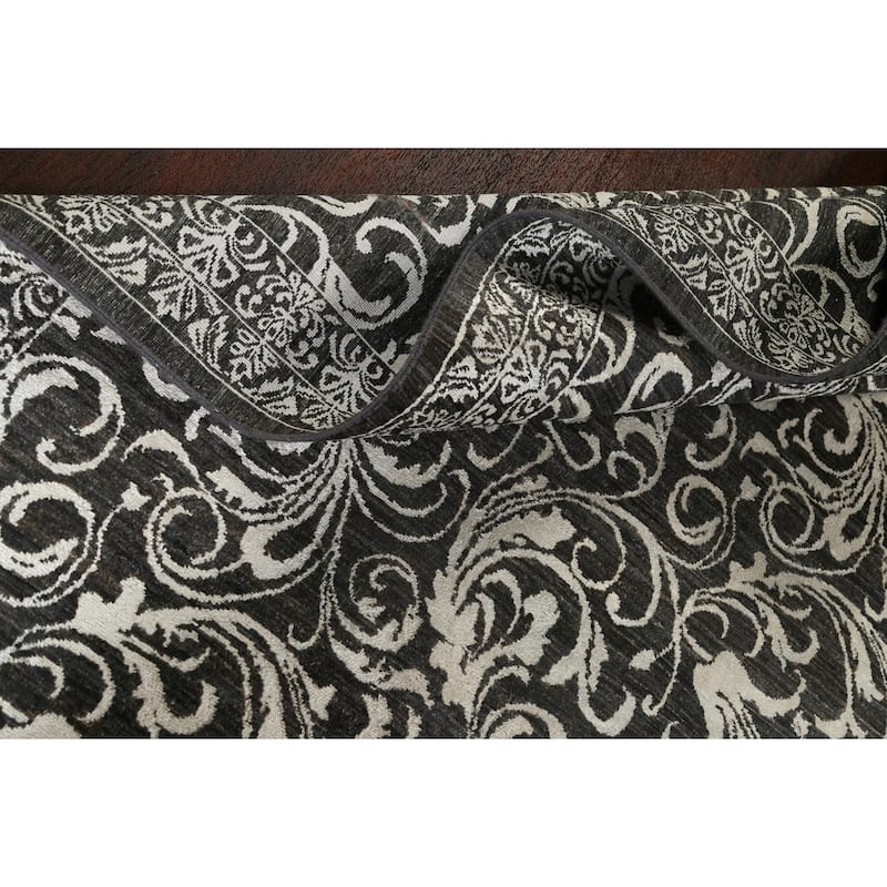 Wool/ Silk Vegetable Dye Floral Versace Oriental Area Rug Handmade - 8'11" x 12'2"