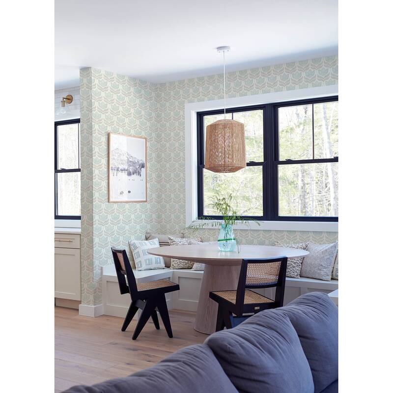 Chesapeake Cathal Aqua Tulip Block Print Wallpaper