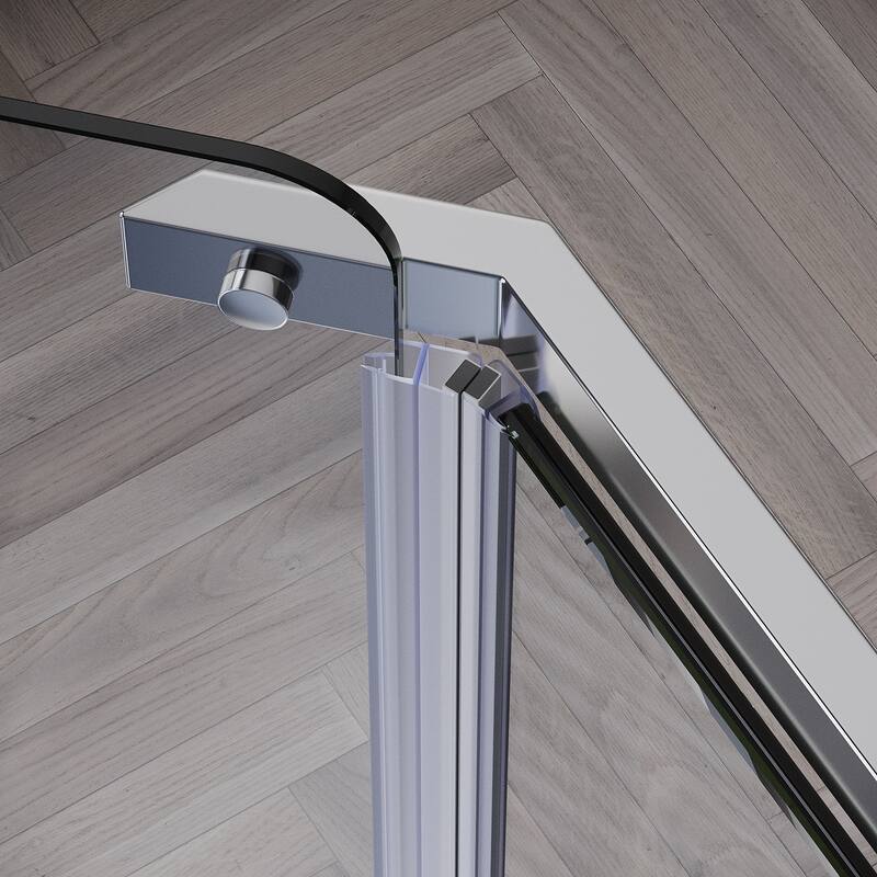 Elegant Corner Shower Enclosure 36 1/2 in. W x 72 in. H Neo-angle Sliding Shower Door 1/4 in. Tempered Glass with Shower Base
