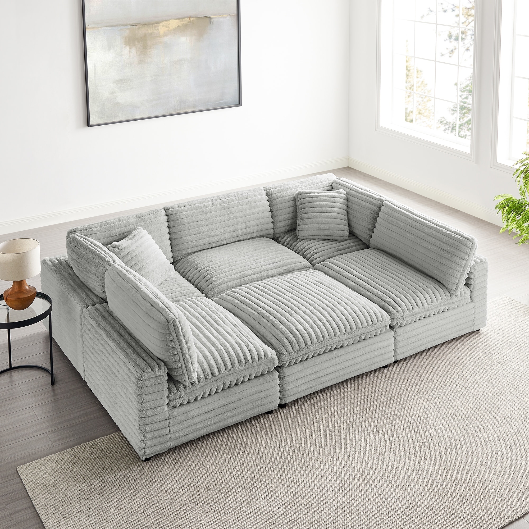 Josephine Plush Cord-Like Fabric 6-piece Nest Sectional