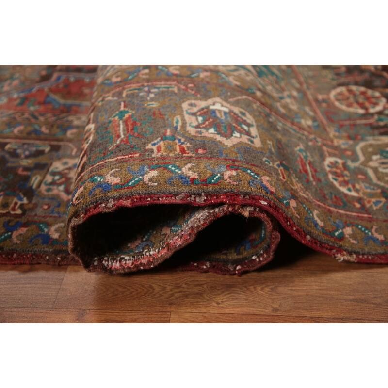 Hand Knotted Oriental 100% Wool Carpet Traditional Medallion Red Heriz Area Rug - 11' 2'' X 8' 3''