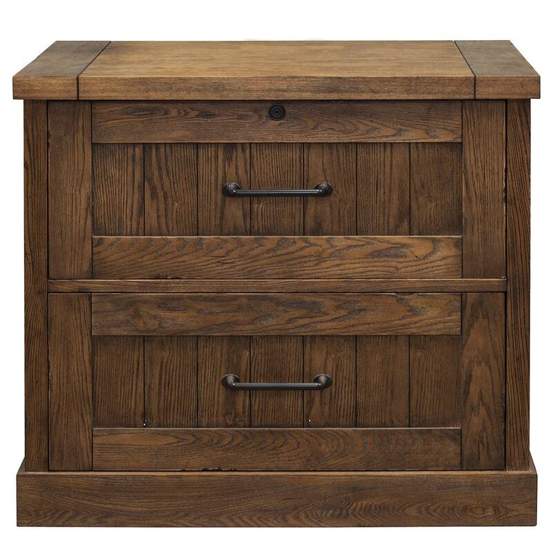 Rustic Lateral File With Locking Legal/Letter File Drawer, Brown