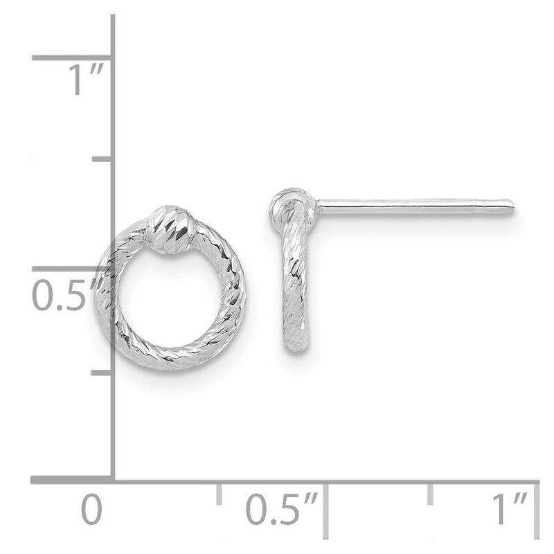 Curata 14k White Gold Textured Twisted Circle Post Earrings 10.15x9mm