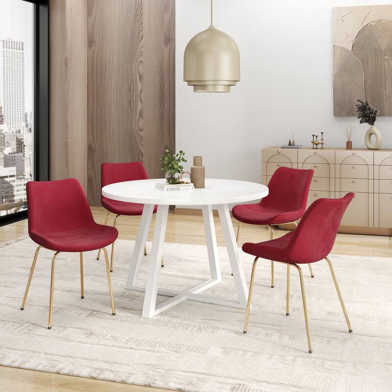 Roundhill Avant 5-Piece Round Dining Set, Trestle Dining Table with 4 Side Chairs