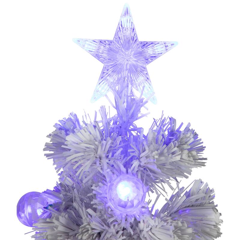 4' Medium White Iridescent Artificial Christmas Tree Blue LED - 4 Foot