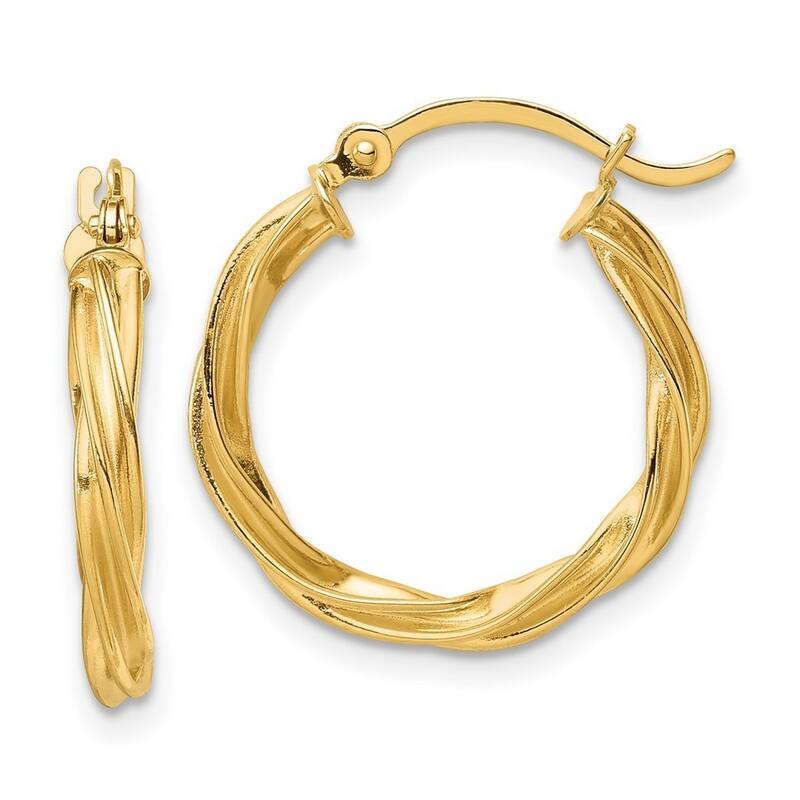 Curata 14k Yellow Gold Polished Twisted Hoop Earrings - 20.5x19.25mm