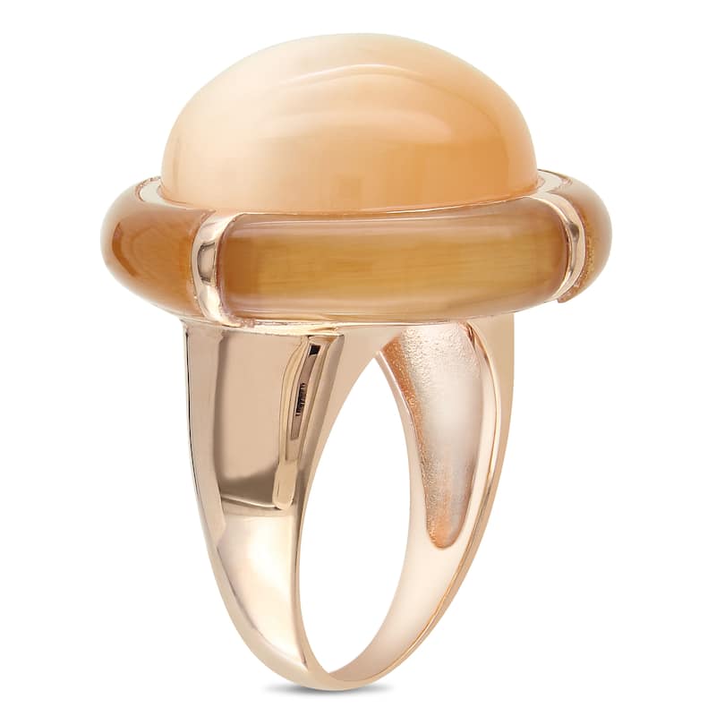 Miadora 31ct TGW Simulated Champagne Cat Eye Ring in Rose Plated Sterling Silver