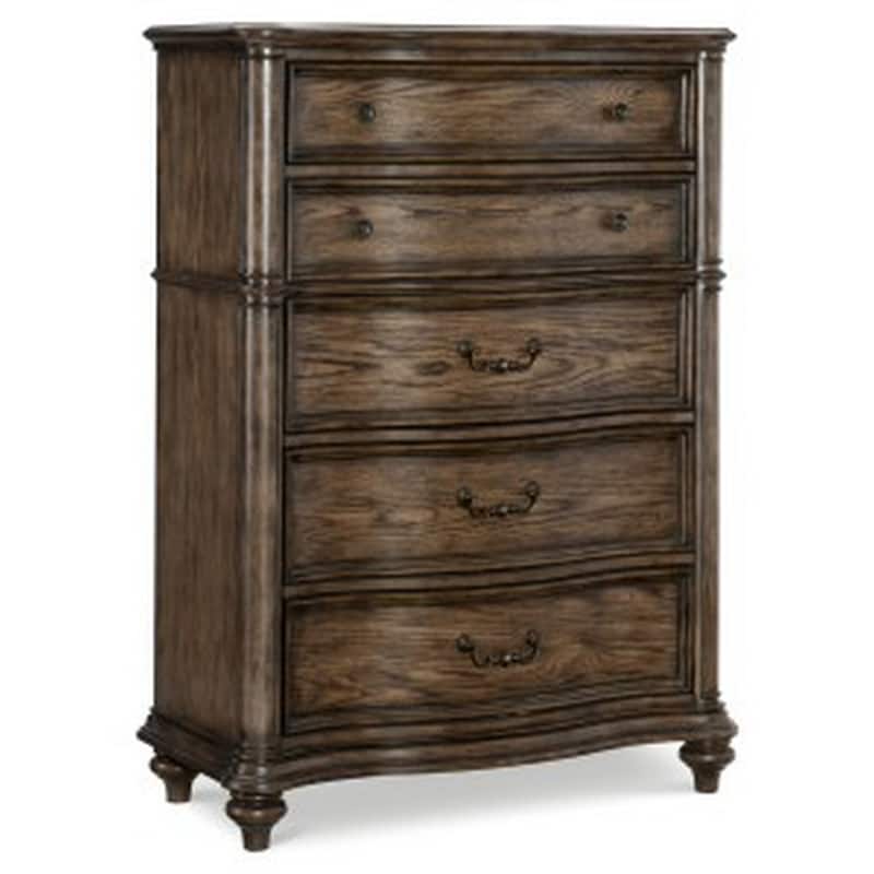 Deborah 56 Inch Tall Dresser Chest, 5 Drawers, Drop Handles, Brown Wood