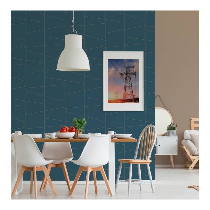 Brewster Fairmont Blue Deco Fracture Wallpaper - 20.5 x 396 x 0.025