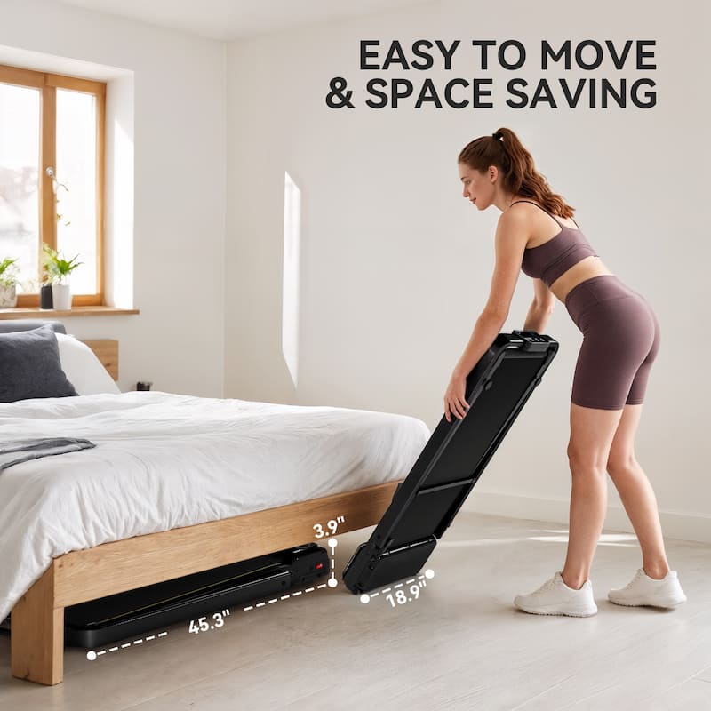 Soozier Walking Pad Treadmill, 2 in 1 Foldable Under Desk Treadmill with Incline, 2.0HP Running Machine