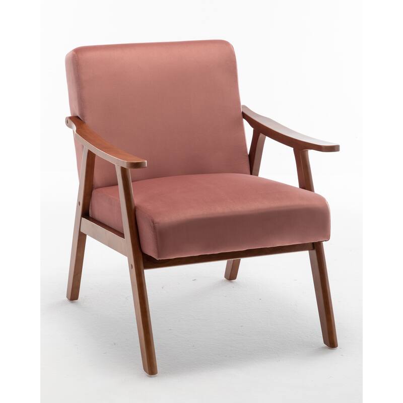 Mid-Century Modern Chair, Living Room Chair with Solid Wood Frame, Accent Chair Extra-Thick Backrest, Wingback Chair