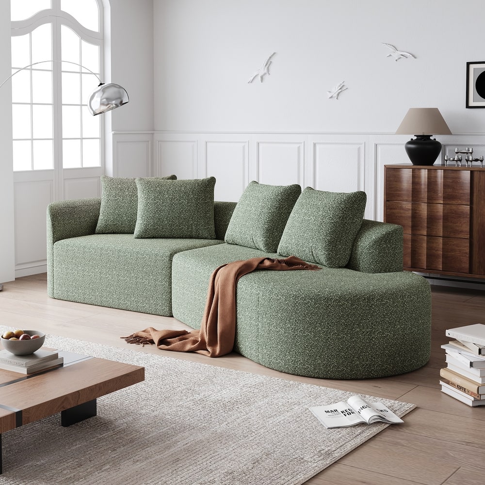 GDFStudio - Thalric Chenille 4-Seater Oversized Sectional Sofa with Pillows