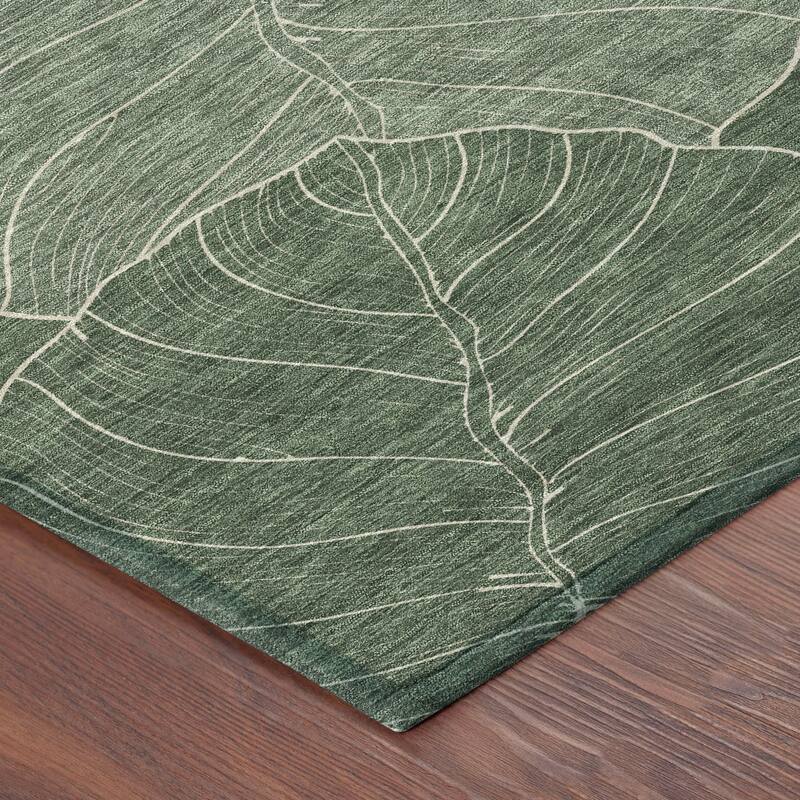 Machine Washable Indoor/ Outdoor Tropical Floral Chantille Rug