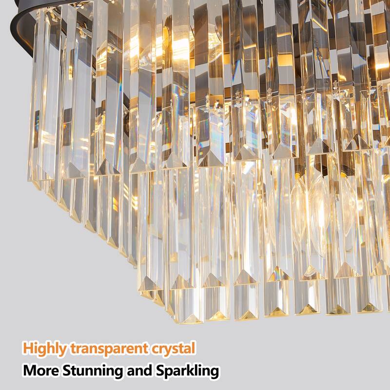 Rectangular Crystal Chandelier - Adjustable E12 Modern Industrial Light