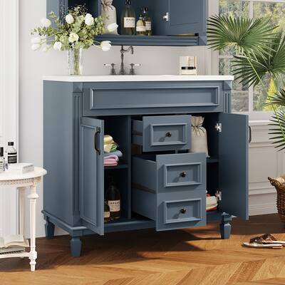 2 Drawers Bathroom Vanity with Top Sink