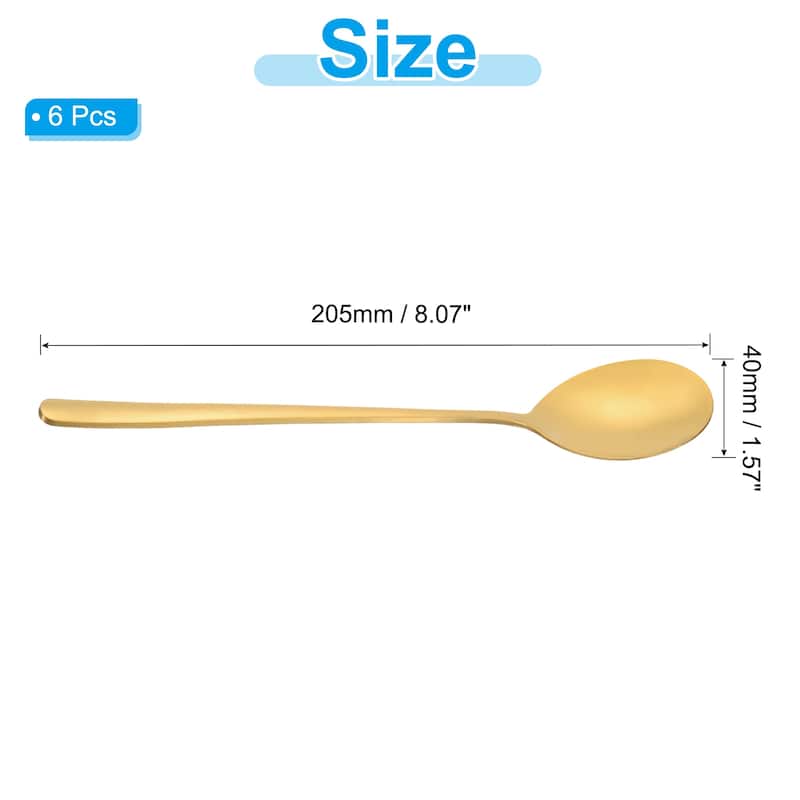 Long Handle Iced Tea Spoon, 6 Pcs 8" Stainless Steel Long Spoons
