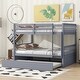 preview thumbnail 3 of 10, Grey Full over Full Wood Bunk Bed with Guardrails and Ladder and Twin Size Trundle