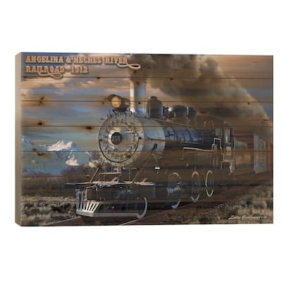 A&NR Train Print On Wood by Larry Grossman - Multi-Color