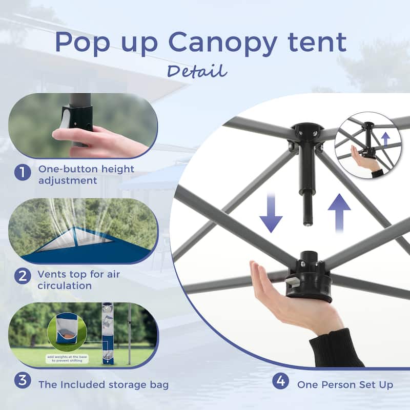 10' x 10' Pop Up Outdoor Canopy Tent Commercial Instant Reinforce Canopies with Wheel Carry Bag & Storage Pocket