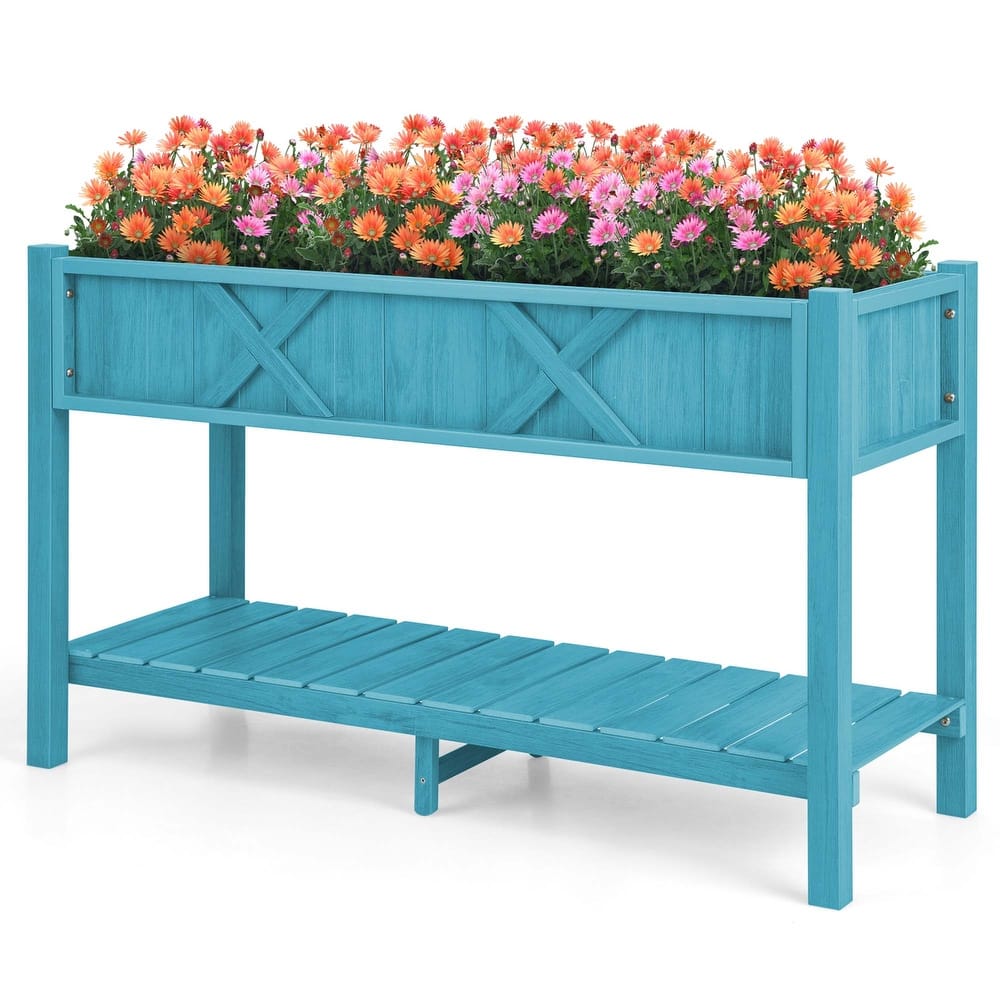 Costway HIPS Raised Garden Bed Poly Wood Elevated Planter Box with - See Details