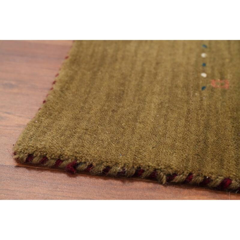 Hand Knotted Oriental 100% Wool Carpet Tribal Animal Pictorial Green Gabbeh Area Rug - 7' 9'' X 5' 1''